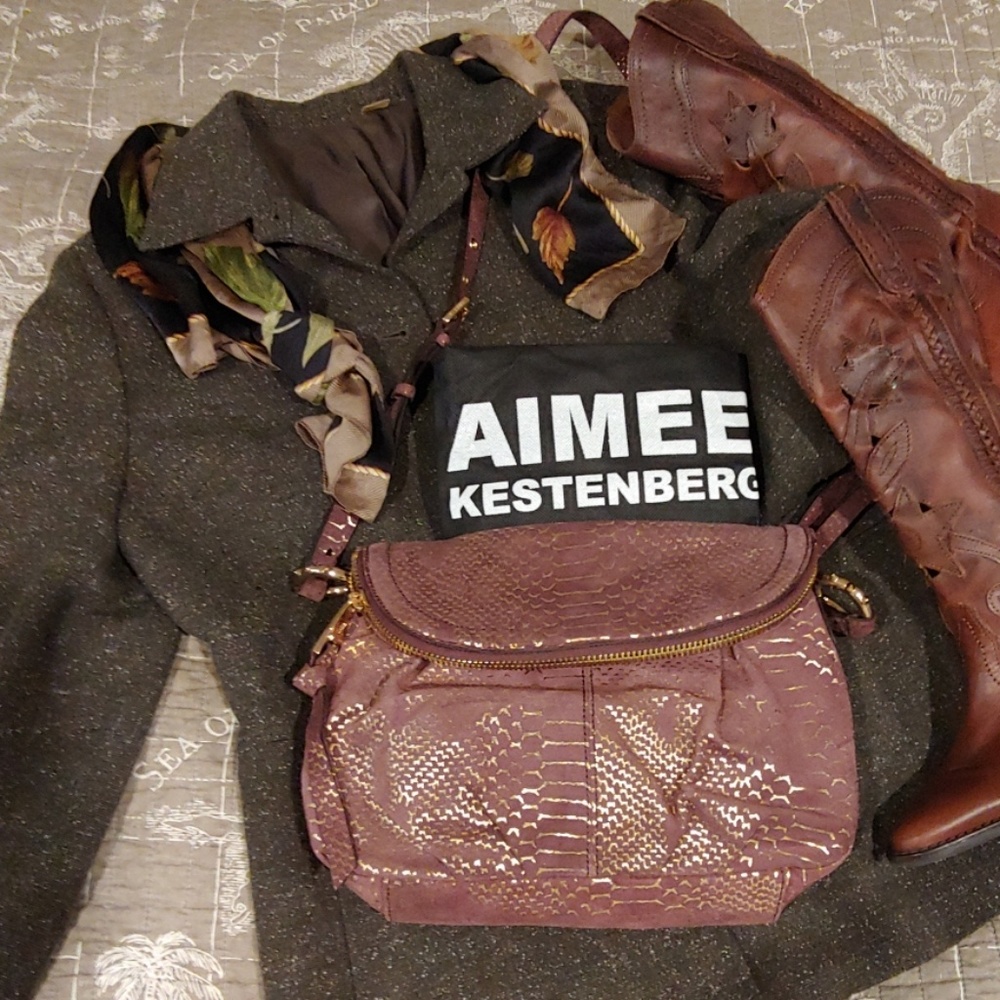 Aimee Kestenberg NWOT Mauve Leather W/ Gold Snake